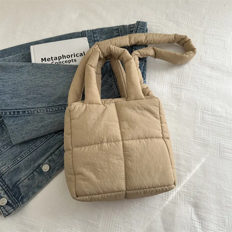 Pink Cotton Padded Shoulder Bag for Women 2024 - Image 4