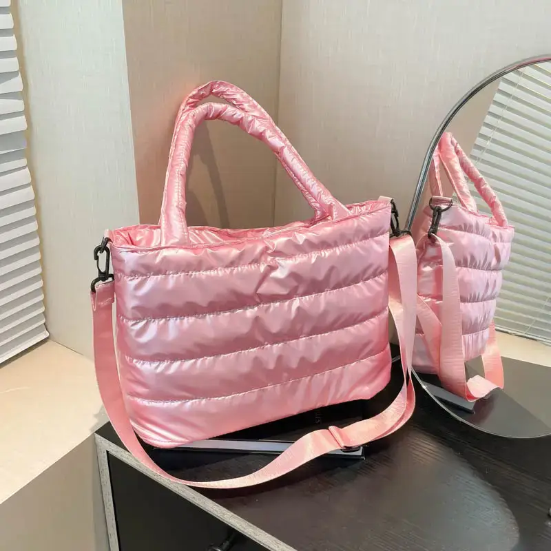 Pink Cotton Shoulder Bag 2024 Winter Fashion - Image 9