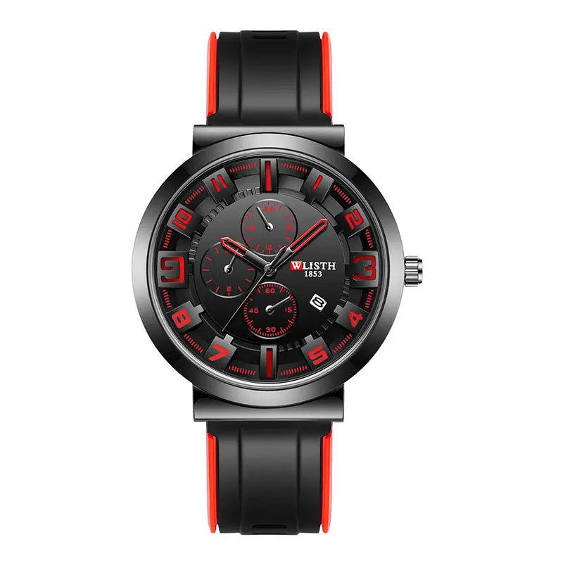 Men's Black Orange Sport Chronograph Watch with 3 D Luminous Dial - Image 2