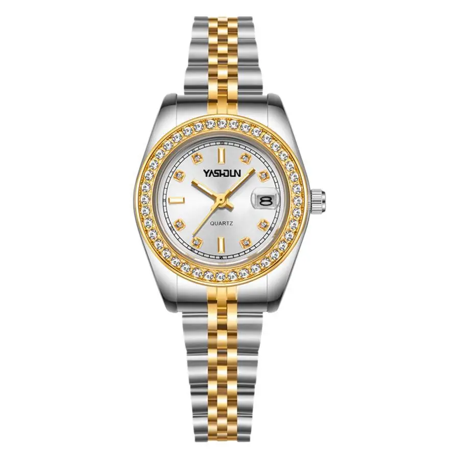 Women's Gold Plated Quartz Watch with Diamond Dial - Image 7