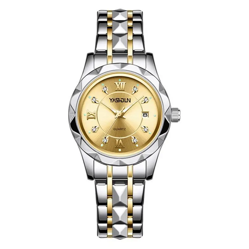 Women's Luminous Gold Steel Watch with Calendar - Image 7