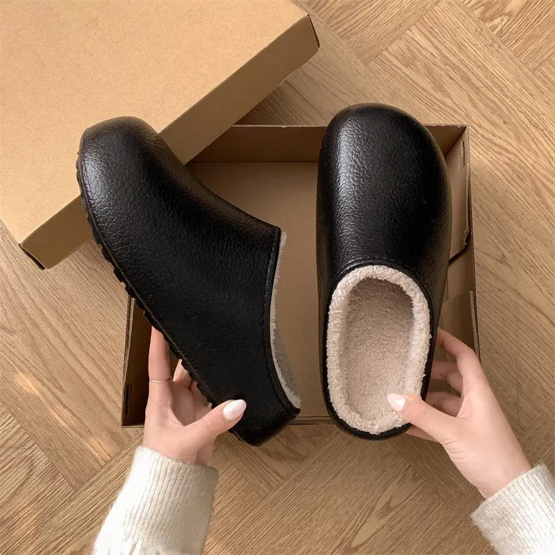 Waterproof Cotton Slippers for Elderly Men Winter Warm Non-Slip