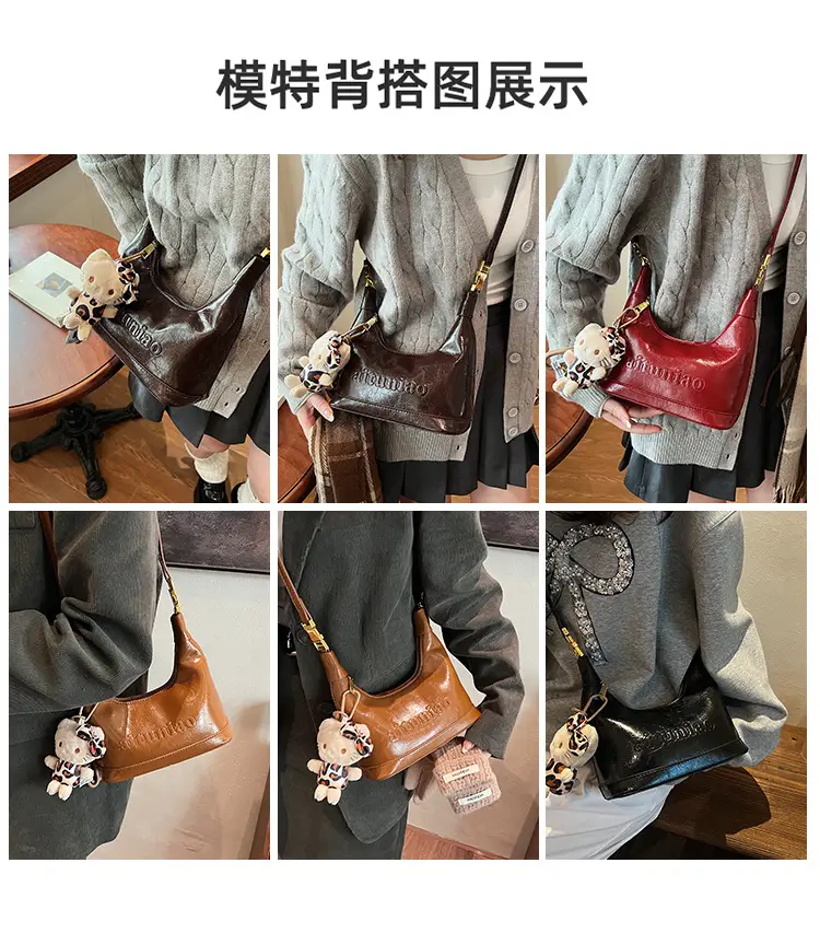 Black Leather Crossbody Bag with Cute Charm — feature 10
