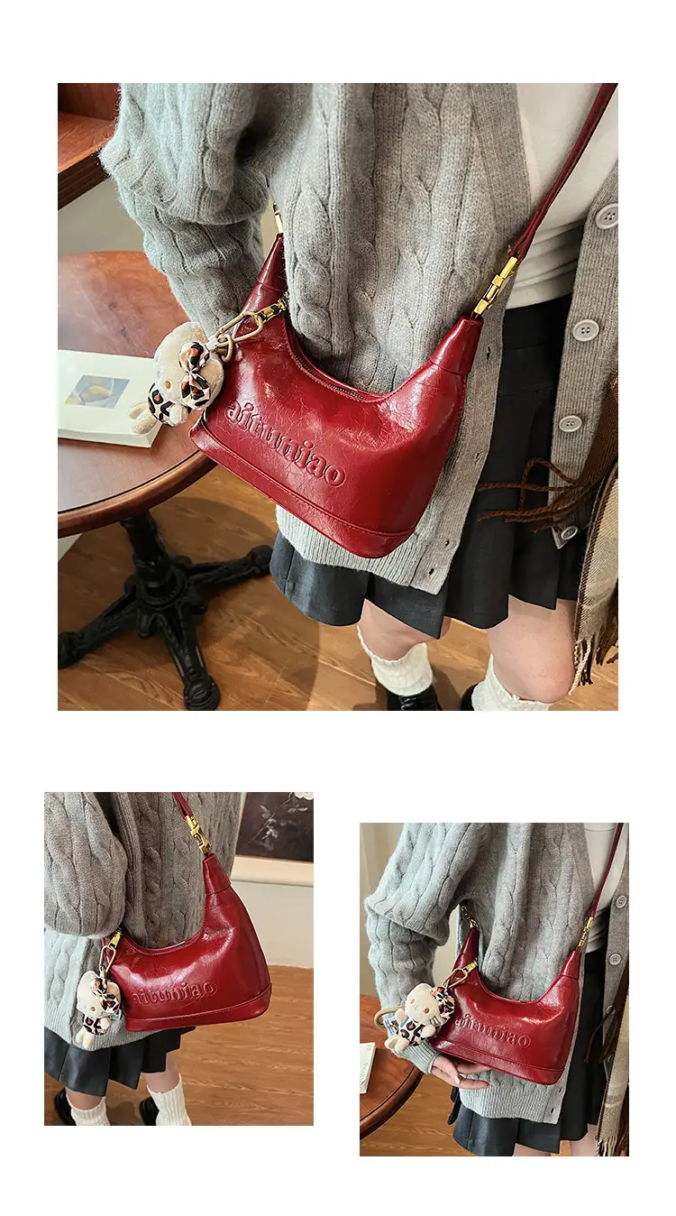Black Leather Crossbody Bag with Cute Charm — feature 12