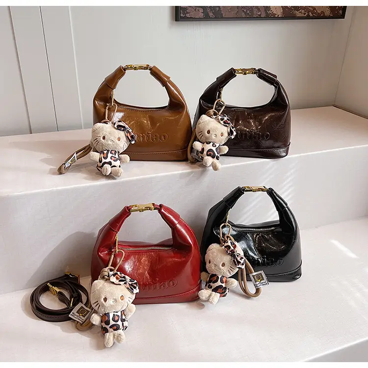 Black Leather Crossbody Bag with Cute Charm — feature 15
