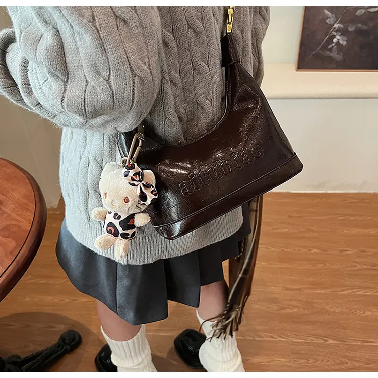 Black Leather Crossbody Bag with Cute Charm — feature 17