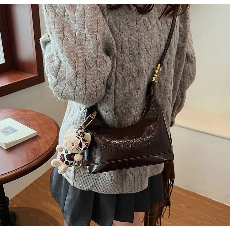Black Leather Crossbody Bag with Cute Charm — feature 18