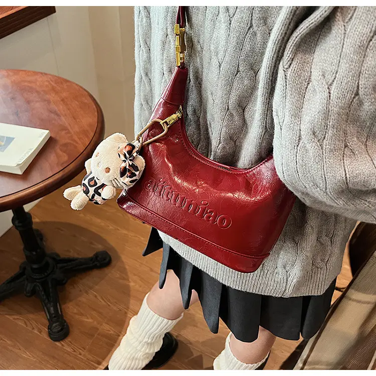 Black Leather Crossbody Bag with Cute Charm — feature 22