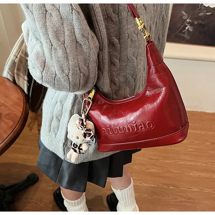 Black Leather Crossbody Bag with Cute Charm — feature 24