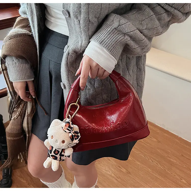 Black Leather Crossbody Bag with Cute Charm — feature 28