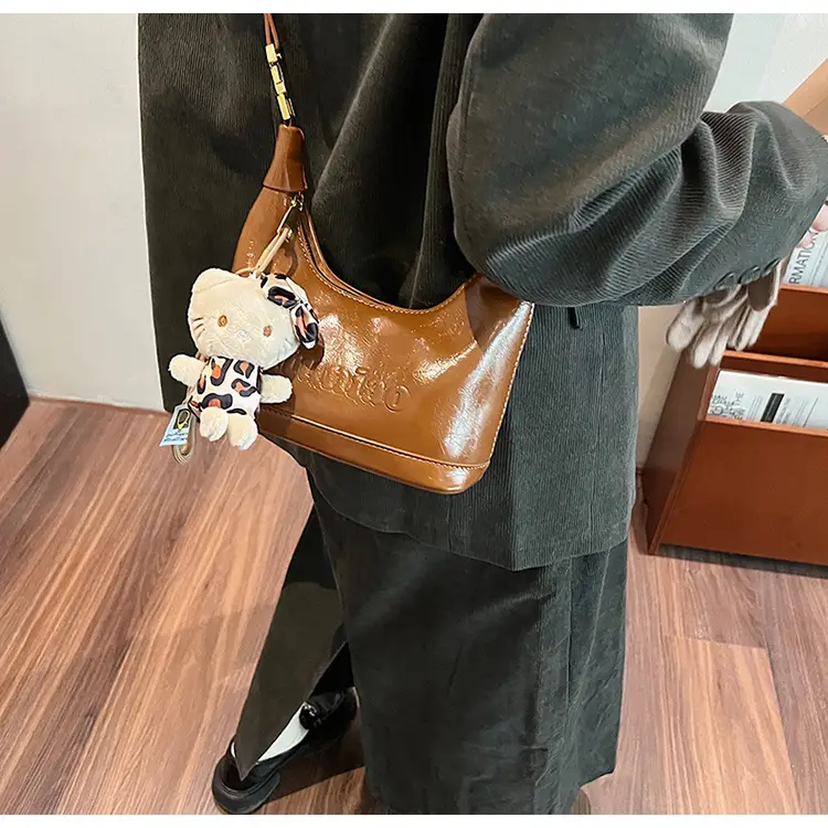 Black Leather Crossbody Bag with Cute Charm — feature 30