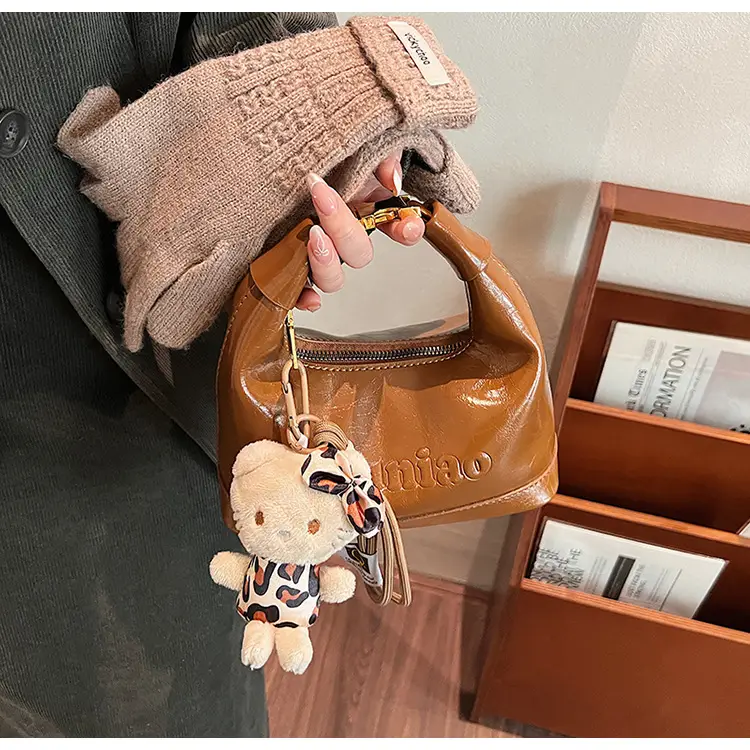 Black Leather Crossbody Bag with Cute Charm — feature 33