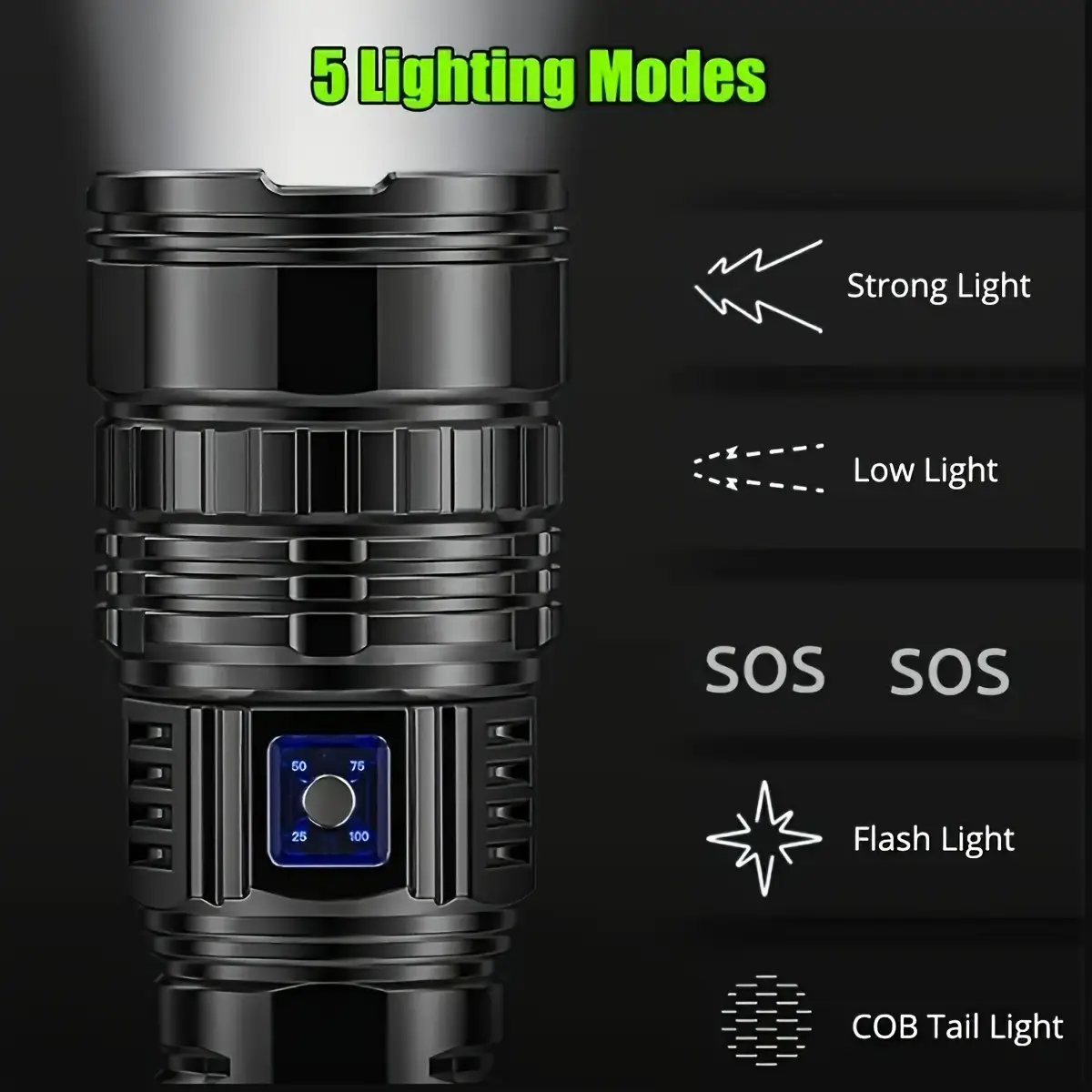 Rechargeable Laser Cannon Flashlight for Outdoor Use