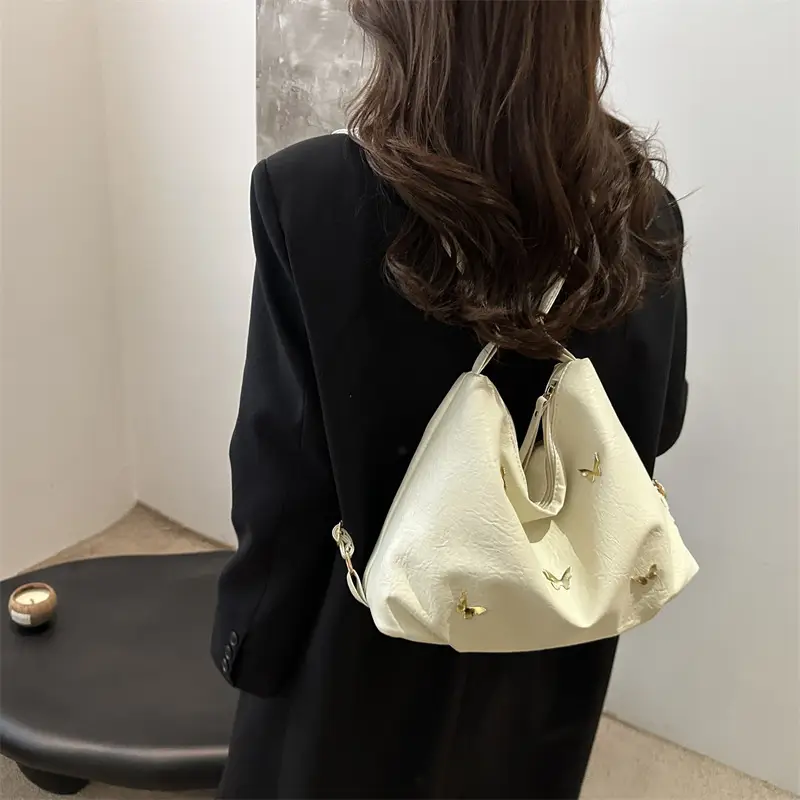 Black Butterfly Embroidered Tote Bag for Women - Image 5