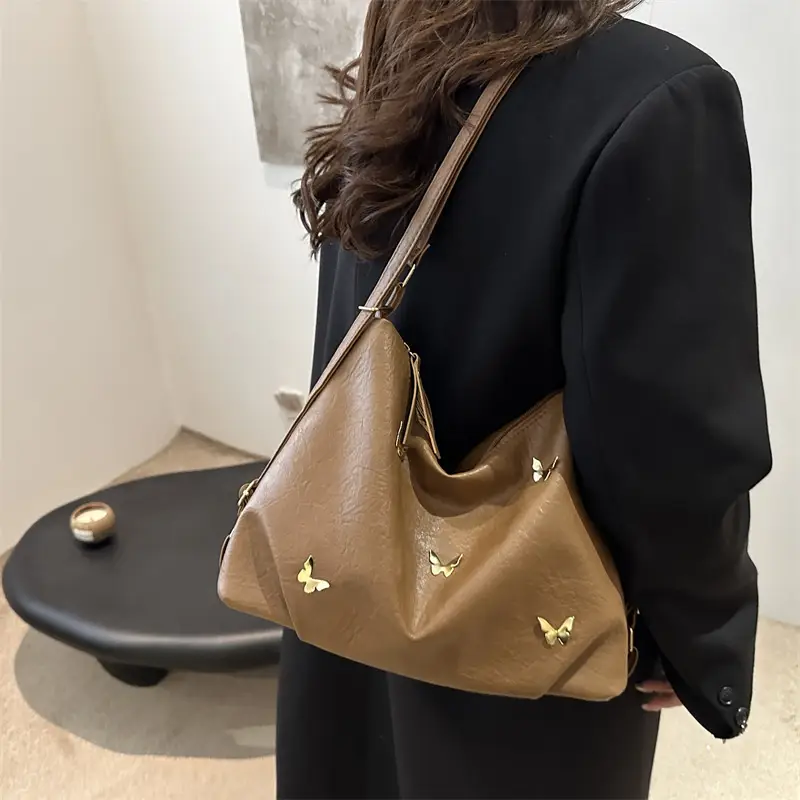 Black Butterfly Embroidered Tote Bag for Women - Image 8