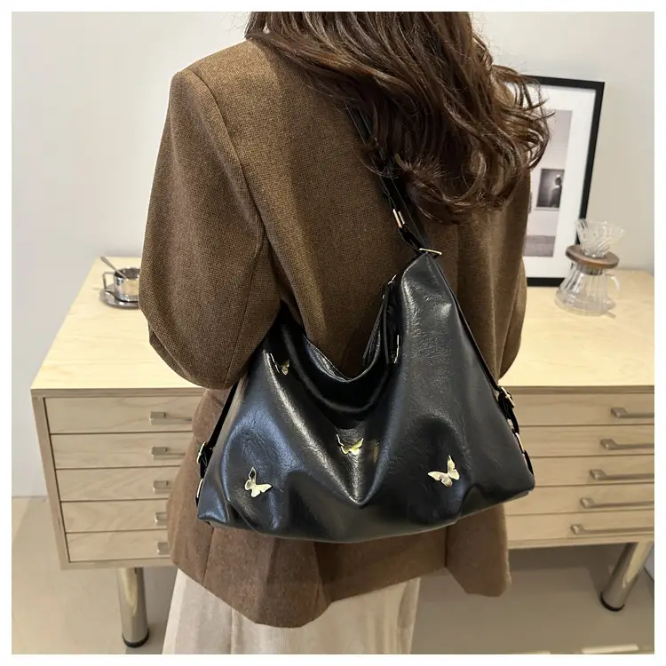 Black Butterfly Embroidered Tote Bag for Women — feature 17