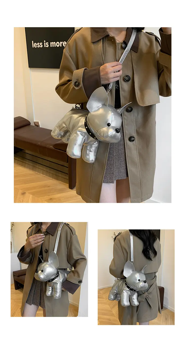 Cute Puppy Crossbody Bag Brown Leather Female Style — feature 11