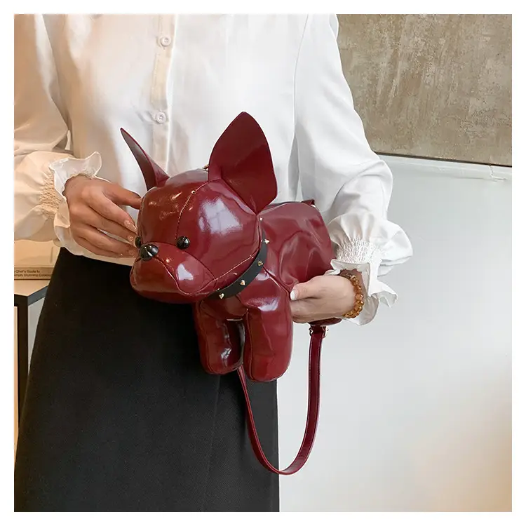 Cute Puppy Crossbody Bag Brown Leather Female Style — feature 14