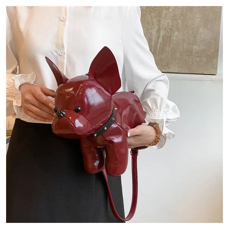 Cute Puppy Crossbody Bag Brown Leather Female Style — feature 15