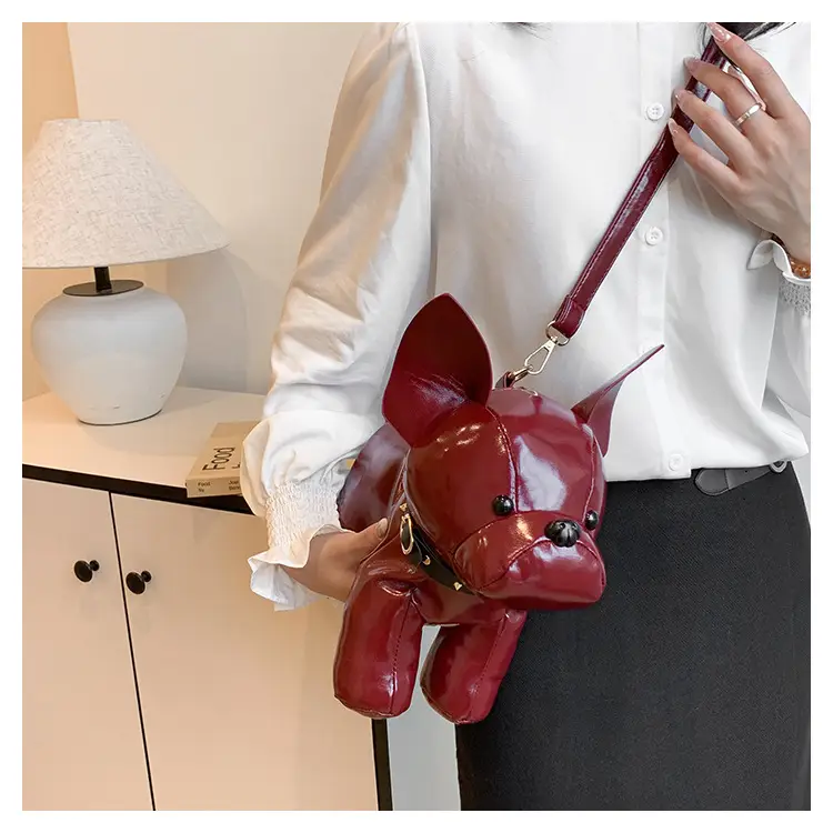 Cute Puppy Crossbody Bag Brown Leather Female Style — feature 19