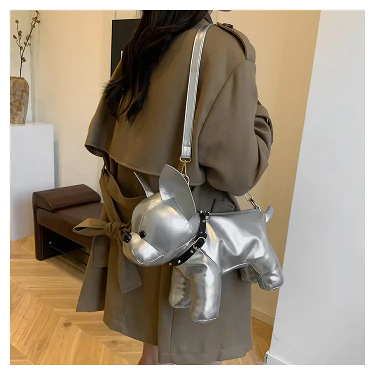 Cute Puppy Crossbody Bag Brown Leather Female Style — feature 35