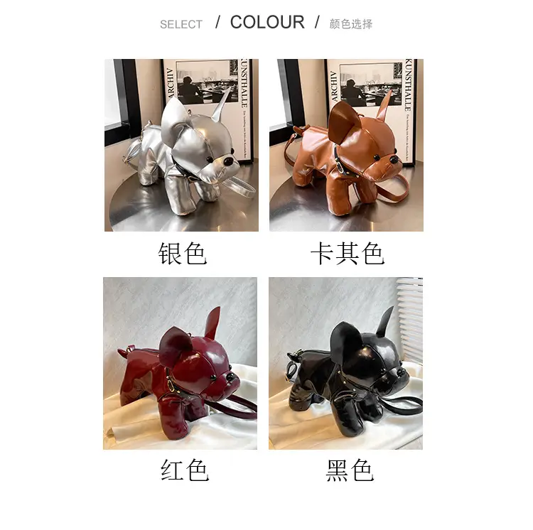 Cute Puppy Crossbody Bag Brown Leather Female Style — feature 4