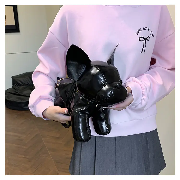 Cute Puppy Crossbody Bag Brown Leather Female Style — feature 40