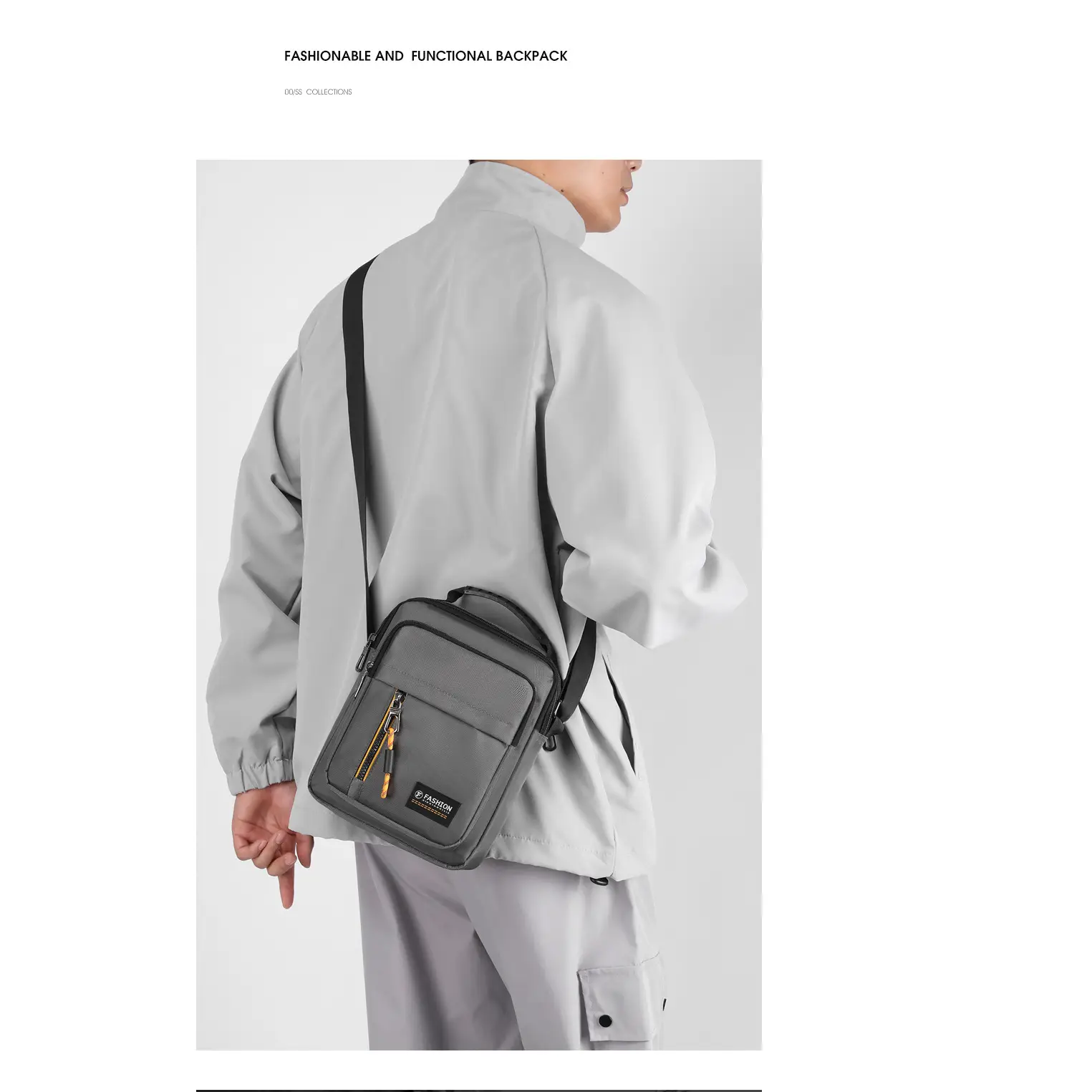 Men's Waterproof Crossbody Bag Black Contrast Color - Image 8