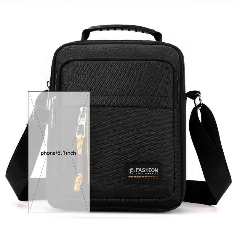 Men's Waterproof Crossbody Bag Black Contrast Color - Image 9