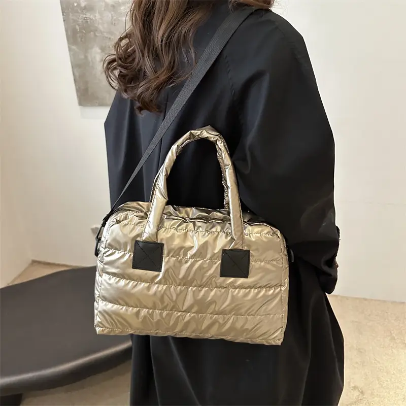 Silver Padded Women's Shoulder Bag 2024 Winter New Arrival - Image 6