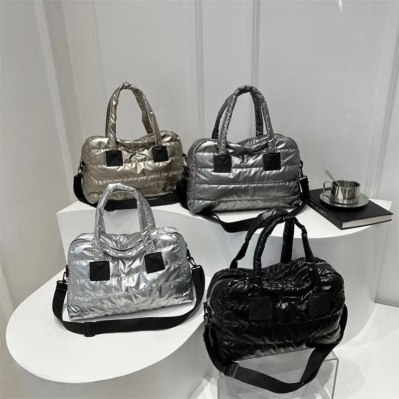 Silver Padded Women's Shoulder Bag 2024 Winter New Arrival - Image 8