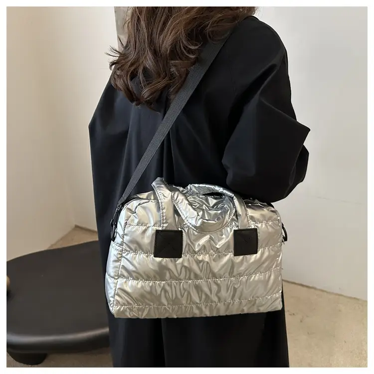 Silver Padded Women's Shoulder Bag 2024 Winter New Arrival — feature 10