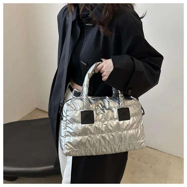 Silver Padded Women's Shoulder Bag 2024 Winter New Arrival — feature 11