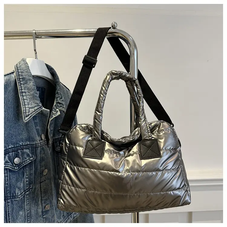 Silver Padded Women's Shoulder Bag 2024 Winter New Arrival — feature 19