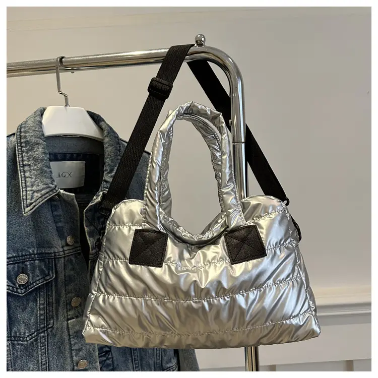 Silver Padded Women's Shoulder Bag 2024 Winter New Arrival — feature 21