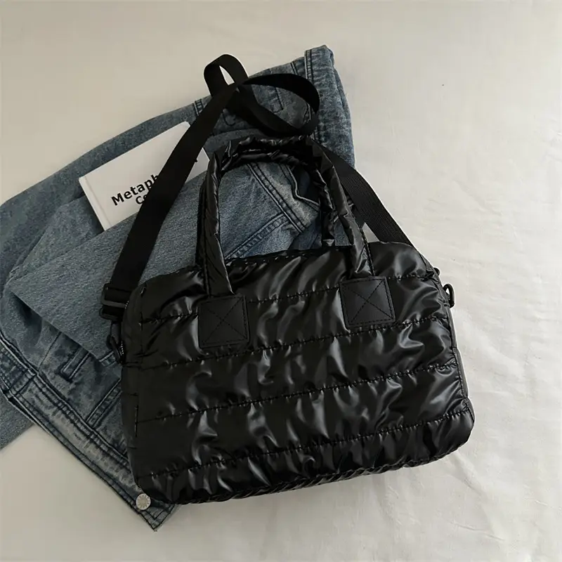 Silver Padded Women's Shoulder Bag 2024 Winter New Arrival - Image 3