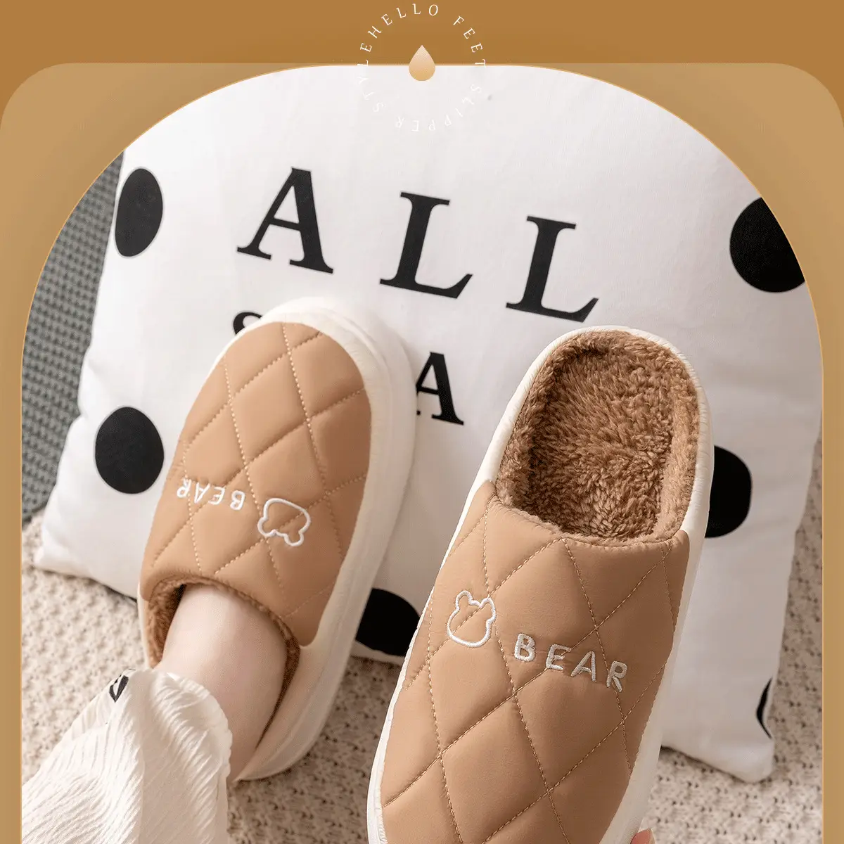 Women Winter Waterproof Cotton Slippers Grey — feature 15