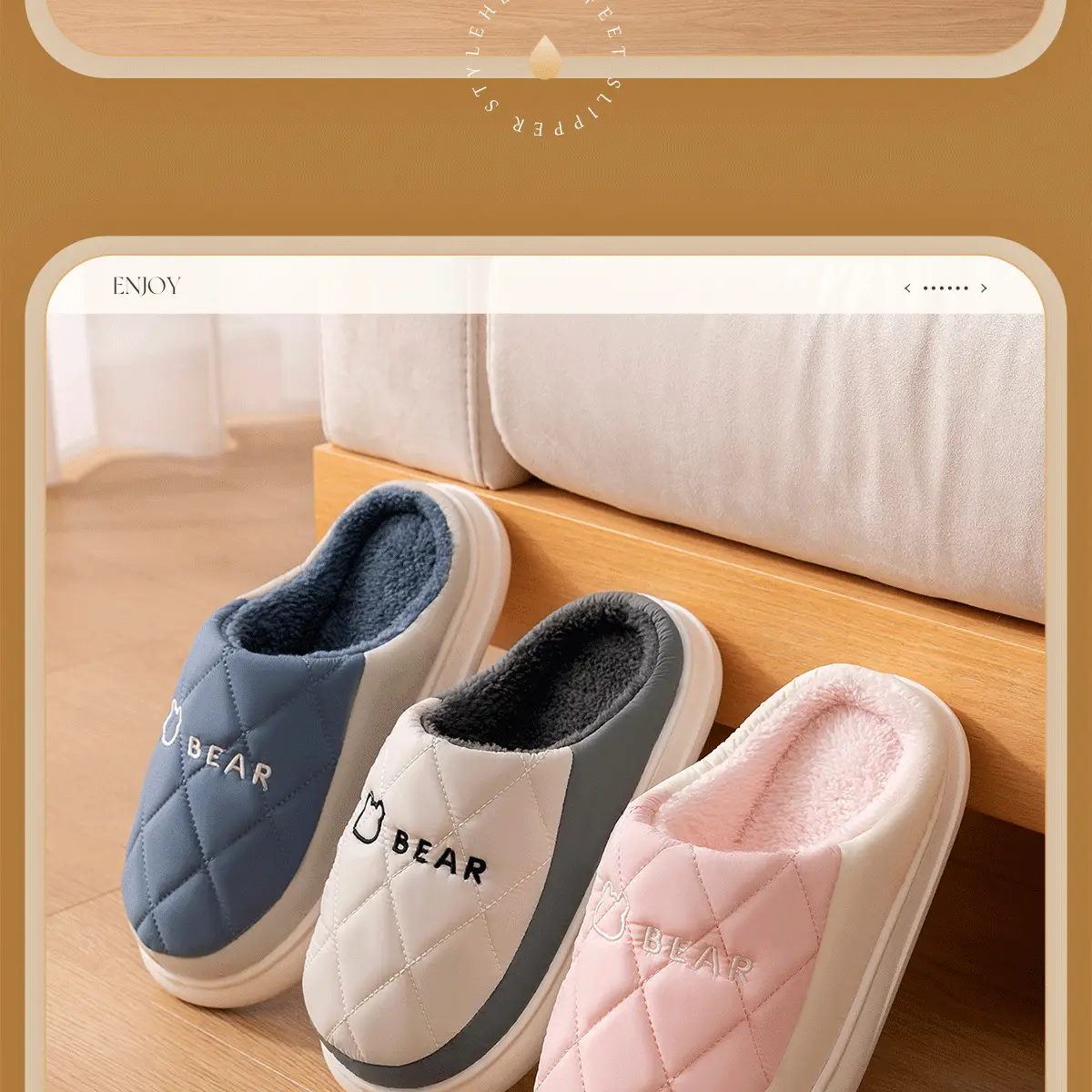 Women Winter Waterproof Cotton Slippers Grey — feature 18