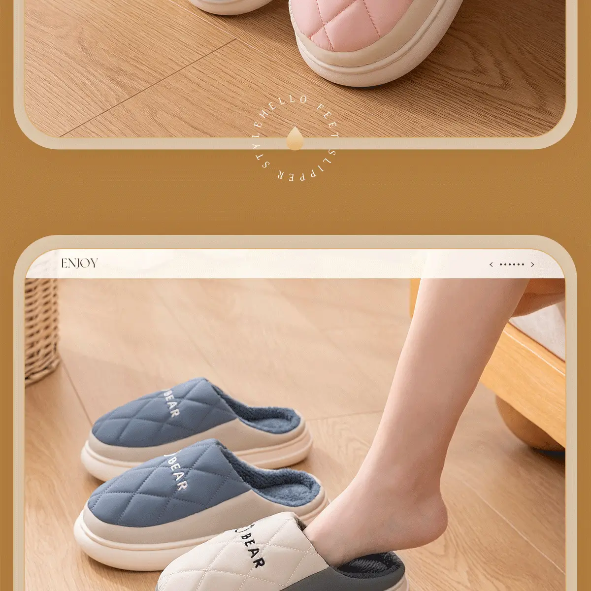 Women Winter Waterproof Cotton Slippers Grey — feature 19