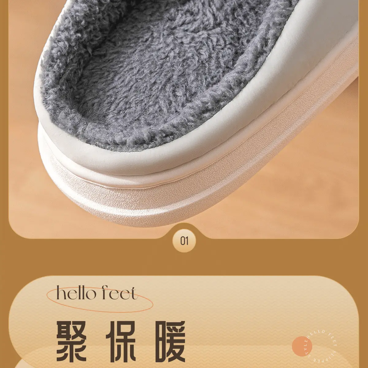 Women Winter Waterproof Cotton Slippers Grey — feature 6