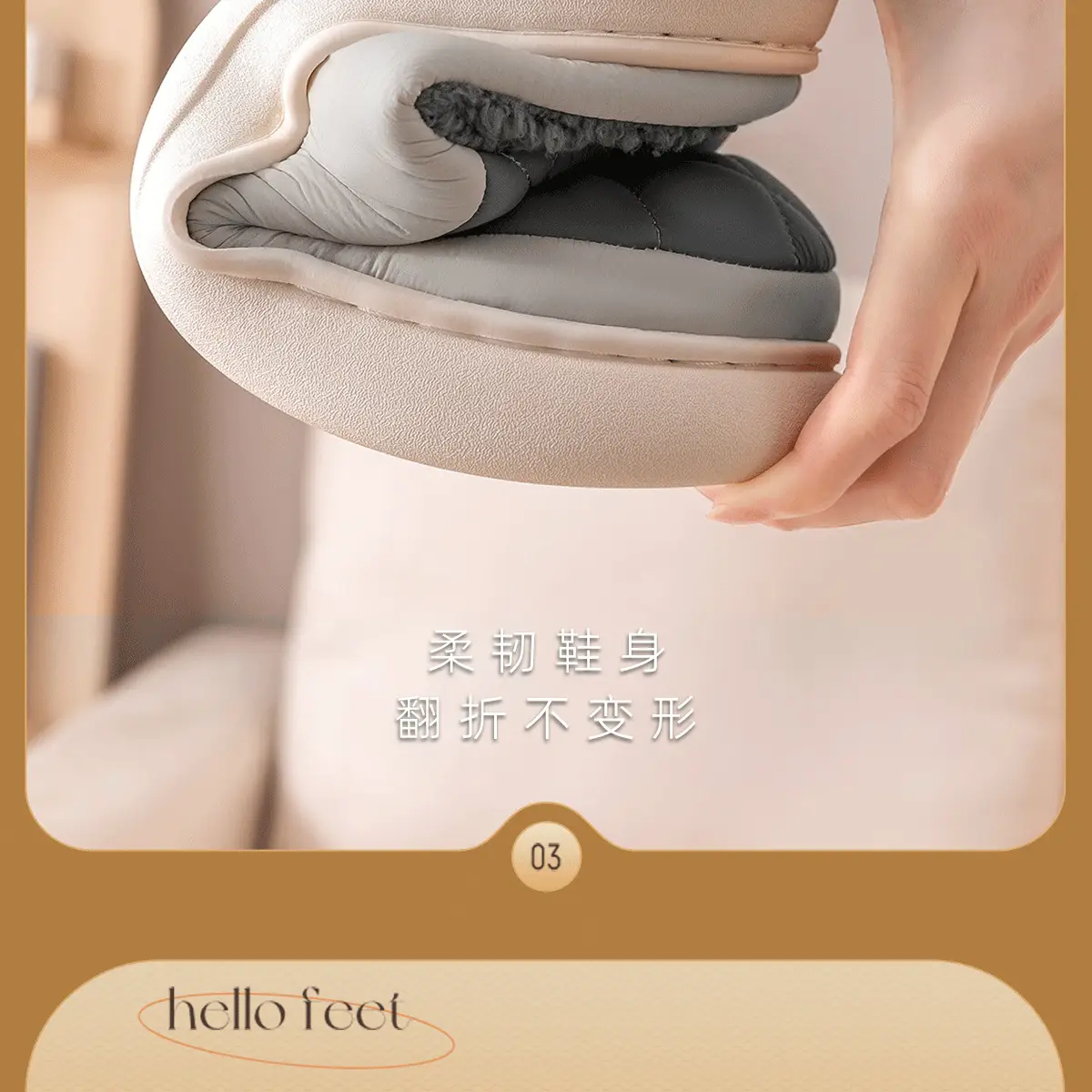 Women Winter Waterproof Cotton Slippers Grey — feature 9