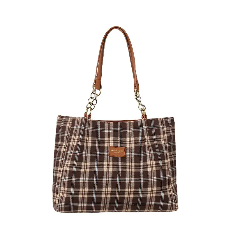 Leopard Print Women's Tote Bag Brown Leather Handle