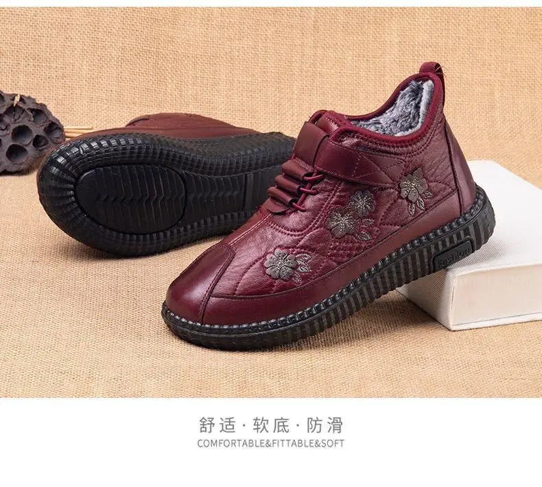 Old People's Shoes Old Beijing Women's Cotton Shoes Soft Sole Non-slip Milk Shoes fleece-lined Thickened Warm New Mothers' Shoes — feature 17