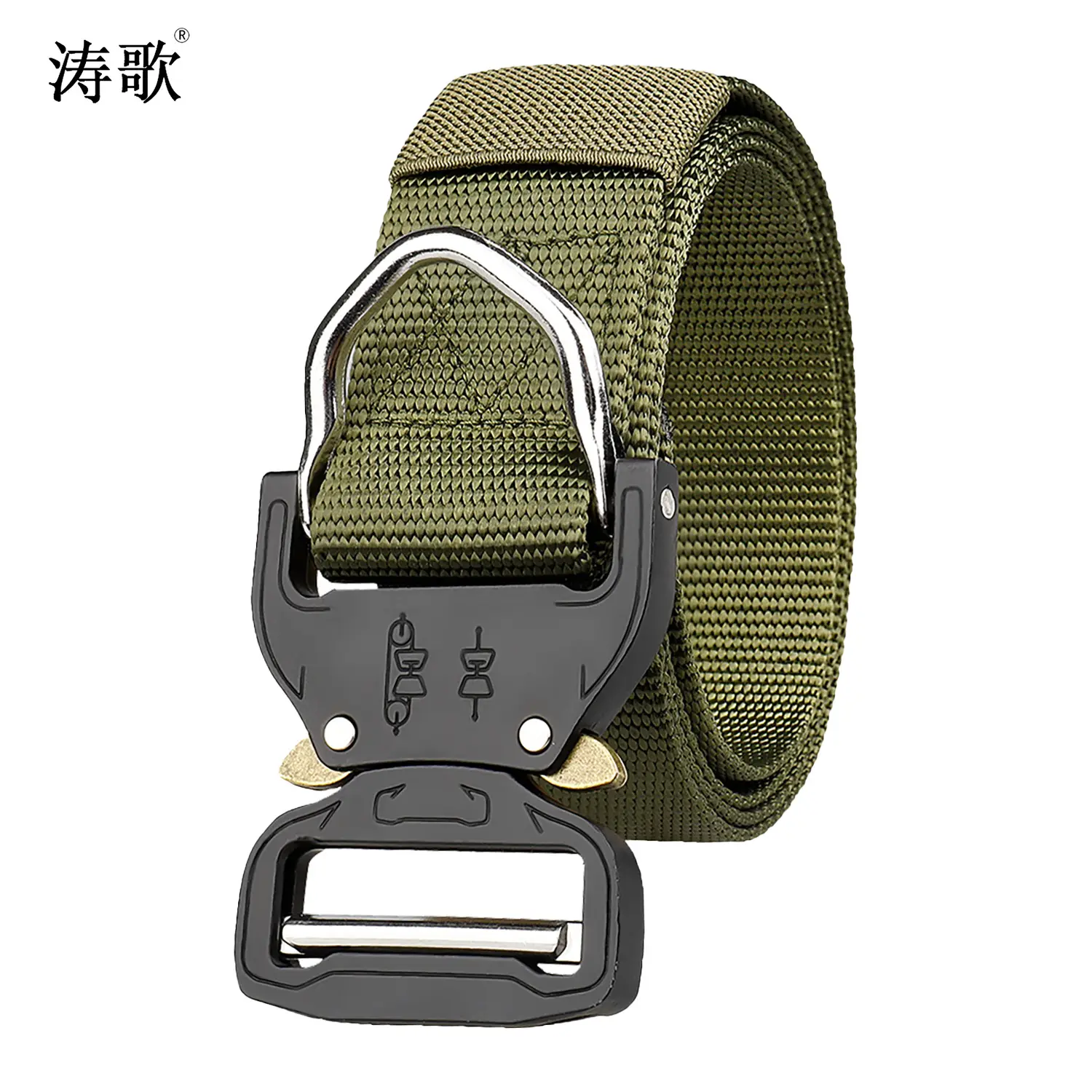 Cobra Tactical Belt Nylon Woven Black Gold Adjustable