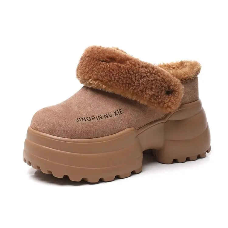 Women Fleece Thick Slippers Winter Warm Black