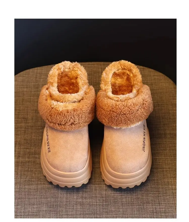 Women Fleece Thick Slippers Winter Warm Black — feature 15