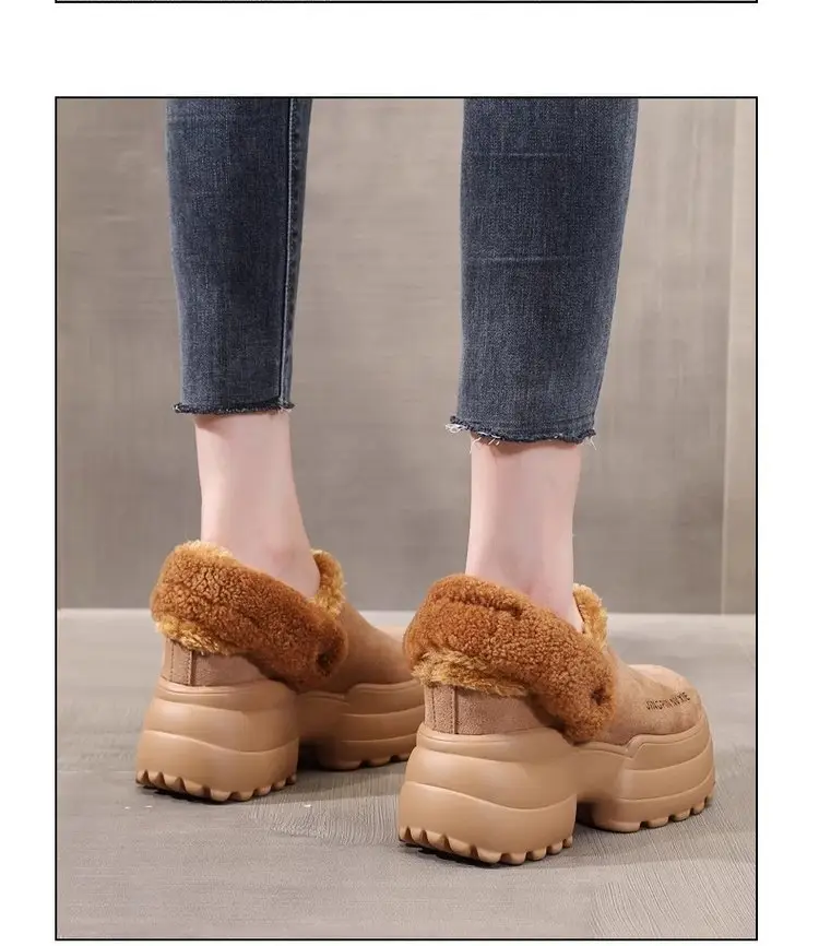 Women Fleece Thick Slippers Winter Warm Black — feature 8