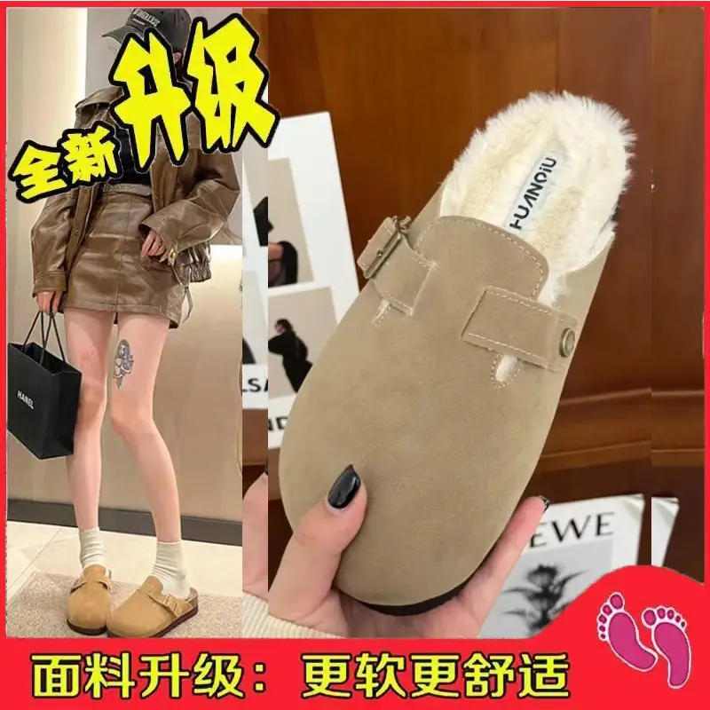 New Style Birkenstock-Style Women's Thick-Soled Retro Casual Non-Slip Closed-Toe Half-Slipper European and American Style Wear-Resistant Flat Shoes
