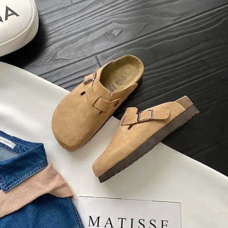 New Style Birkenstock-Style Women's Thick-Soled Retro Casual Non-Slip Closed-Toe Half-Slipper European and American Style Wear-Resistant Flat Shoes — feature 17