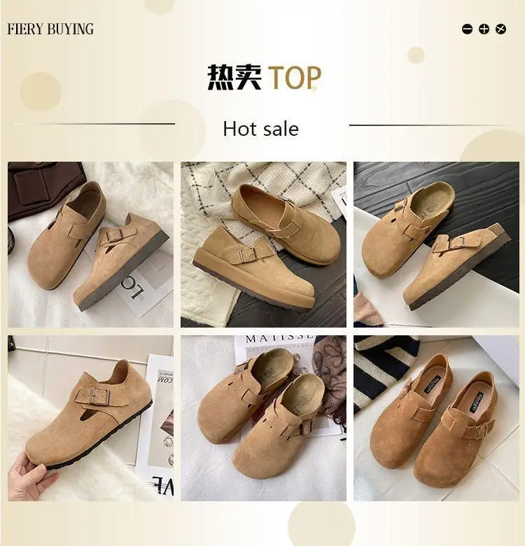 New Style Birkenstock-Style Women's Thick-Soled Retro Casual Non-Slip Closed-Toe Half-Slipper European and American Style Wear-Resistant Flat Shoes — feature 18
